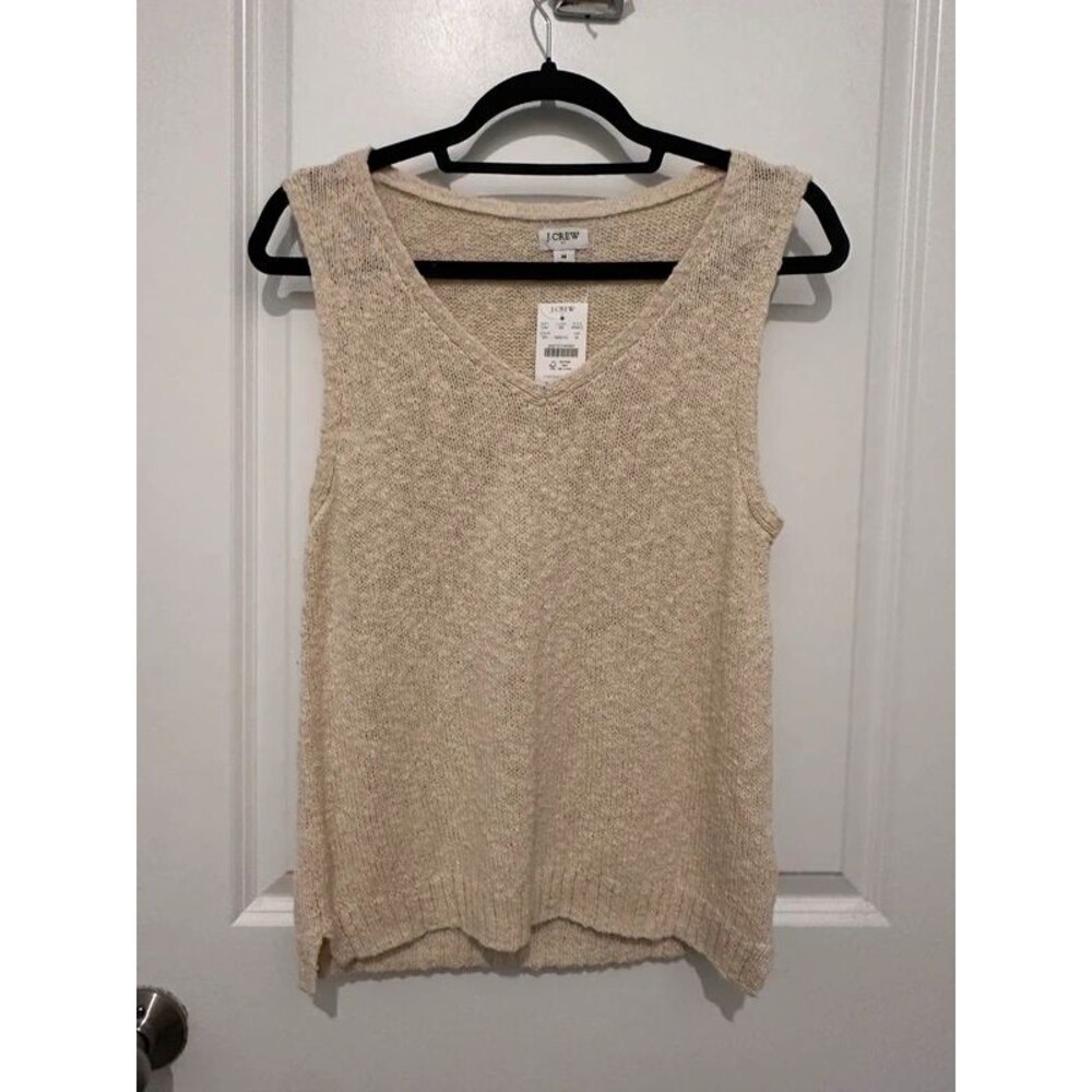 NWT J.Crew V-Neck Sweater Tank Vest Cream Medium